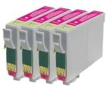 Epson Compatible T0713. 4 x T0713 High Yield (19ml) Compatible Magenta Cartridges. T0713 Ink Cartridges for Epson Stylus D78 D92 D120 DX4000 DX4050 DX4400 DX4450 DX5000 DX5050 DX6000 DX6050 DX7000F DX7400 DX7450 DX8400 DX8450 DX9400P S20 SX100/SX105 SX200 SX205 SX400 SX405 SX600FW Office B40W BX300F BX600FW by King of Flash