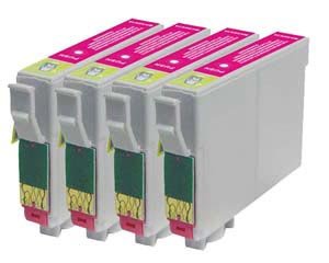 Epson Compatible T0713. 4 x T0713 High Yield (19ml) Compatible Magenta Cartridges. T0713 Ink Cartridges for Epson Stylus D78 D92 D120 DX4000 DX4050 DX4400 DX4450 DX5000 DX5050 DX6000 DX6050 DX7000F DX7400 DX7450 DX8400 DX8450 DX9400P S20 SX100/SX105 SX200 SX205 SX400 SX405 SX600FW Office B40W BX300F BX600FW by King of Flash