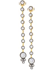 Freida Rothman Belargo Jewelry "Metropolitan" Two Tone Plated Swinging Long Drop Earrings
