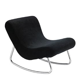 Rocker Rocking Chair - Gramercy Black Polyester Velvet by Adesso