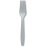 Creative Converting Touch of Color Premium 24 Count Plastic Forks, Shimmering Silver