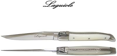 Genuine LAGUIOLE - 12 Steak Knives - Picasso Ivory - in HEAVIER 25/10 Stainless Steel - Blade: 2.5 mm + Smooth + Very Sharp (Perfect Steak/Pizza Knife) - Exclusive Quality White Color Steak Cutlery Table Flatware Setting for 12 People - Direct From France
