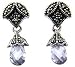 Sterling Silver Marcasite Purple Vintage Earrings