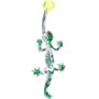 Green Hand Painted Lizard Belly Ring