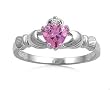 Sterling Silver Ring - Pink CZ Heart - Prong Set - 9 mm x 2 mm, Sizes 4-9 Sterling Silver Ring - Pink CZ Heart - Prong Set - 9 mm x 2 mm, Sizes 4-9