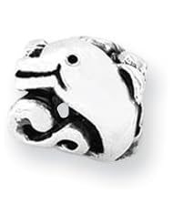 High Polished Dolphin Charm in Silver for 3mm Charm Bracelets