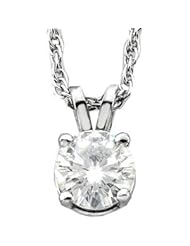 14K White Gold Cd Moissanite Solitaire Necklace