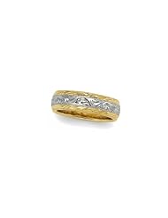 14K White And Yellow Gold - 6 mm Two-Tone Hand-Engraved Band