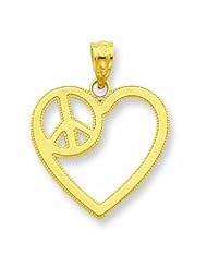 14K Gold Heart with Peace Sign Pendant