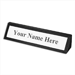Genuine Black Leather Changeable Name Plate Gold