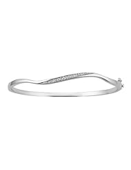 1/10 ct. tw. Diamond Bangle Bracelet in Sterling Silver and 10K White Gold