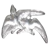 LALIQUE Crystal Swallows Brooch