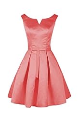 A-line V-neck Sleeveless Backless  Lace Short Satin Homecoming Dress/Bridesmaid Dress/Prom Dress/Party Dress  With a Bow(s) and a Sash 