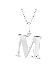 Sterling silver 0.01ct TDW Diamond Initial M Necklace (H-I, I2)