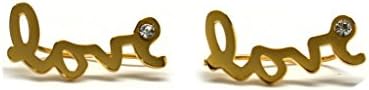 Miss Mozart Stainless Steel Love Ear Crawler Earrings Gold Plated