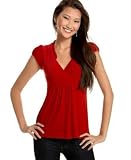 Tempted Cap-Sleeve Ruffled-Neck Top