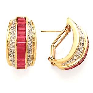 14k Gold, Diamond & Ruby Earrings (4.98ctw)