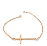 apop nyc 14k Rose Gold Vermeil Horizontal Cross Bracelet 7 inch