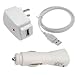 SKQUE Premium Charger Bundle Accessories For Samsung Intercept Android (Sprint):Wall Charger+Car Charger and One USB Cable(White)