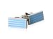 European Enamel Light Blue Bar Cufflinks in Rhodium Silver Setting with Presentation Box
