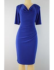 Apparel: Lauren Ralph Lauren Womens Sheath Gathered Cowl Neck Dress Blue 4 - Lauren Ralph Lauren