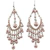 Sterling Silver Simulated Pink Pearl Chandelier Hanging Earrings