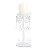 Set of 2 White Elegant Bead Wrought Iron Pillar Candle Holders [Misc.]
