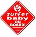 Surfer Baby Baby on Board  Car Sticker Red