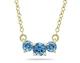 1.00 CTW Blue Topaz Three Stone Pendant Necklace 14K Yellow Gold