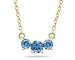 1.00 CTW Blue Topaz Three Stone Pendant Necklace 14K Yellow Gold