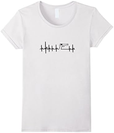 GUN Heartbeat EKG Shirt I Love My Handgun T-Shirt - Female XL - White