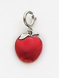 Red Enameled Apple Charm, 14K White Gold
