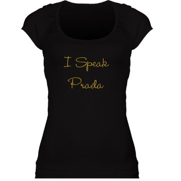 I Speak Prada: Custom Junior Fit Bella Sheer Longer Length Scoopneck T-Shirt