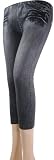 AN1225 Women's Jeans Style Leggings - Black -One Size