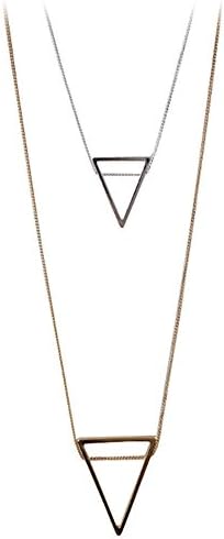 Gold &amp; Silver Color Double Layer Triangle Alloy Necklace 50cm - NL277