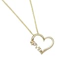9ct Yellow Gold Heart Love With Diamond Slider Pend 18chain