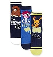 3 Pairs of Assorted Moshi Monsters Socks