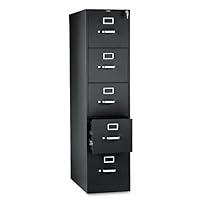 HON 315PP 310 Series 26-1/2-Inch 5-Drawer Full-Suspension Letter File, Black