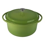 Artland La Maison Cast Iron Round Casserole Dish, 7.4-Quart, Green