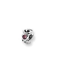 Pink CZ, Three-Stone Charm in Silver for 3mm Charm Bracelets