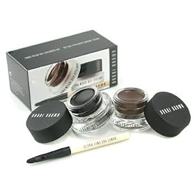 Bobbi Brown Long Wear Gel Eyeliner Duo: 2x Gel Eyeliner 3g ( #Black Ink, #Sepia Ink ) + Mini Ultra Fine Eye Liner Brush - 3pcs