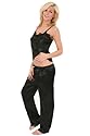 Pajama Set Womens Cami Top Matching Pants Lace Trim 6 Colors Pink, Wine, Purple, Black, White, Lt Blue