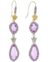 Phillip Gavriel Sterling Silver and 18k Yellow Gold Briollette Amethyst Rock Candy Drop Earrings