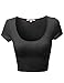 Awesome21 Women's Basic Scoop Neck Slim Fit Short Sleeve Crop Tops