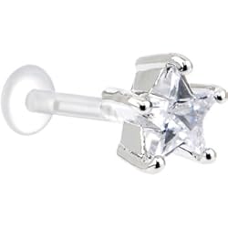 14 Gauge 3/8 Clear CZ Star Bioplast Tragus Labret Monroe