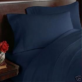 Solid Navy Blue 300 Thread Count Olympic Queen size Sheet Set 100 % Egyptian Cotton 4pc Bed Sheet set (Deep Pocket)