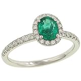 Green Emerald (.51ct) & Pave Diamond (.21ct) Ring
