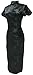 7Fairy Women's Vtg Black Floral Long Chinese Party Dress Cheongsam