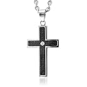 Men's Stainless Steel Cross Diamond Pendant Necklace (GH, SI, 0.05 carat)