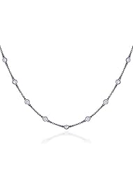WHITE CZ BLACK PLATE DIAMOND BY THE YARD NECKLACE-36